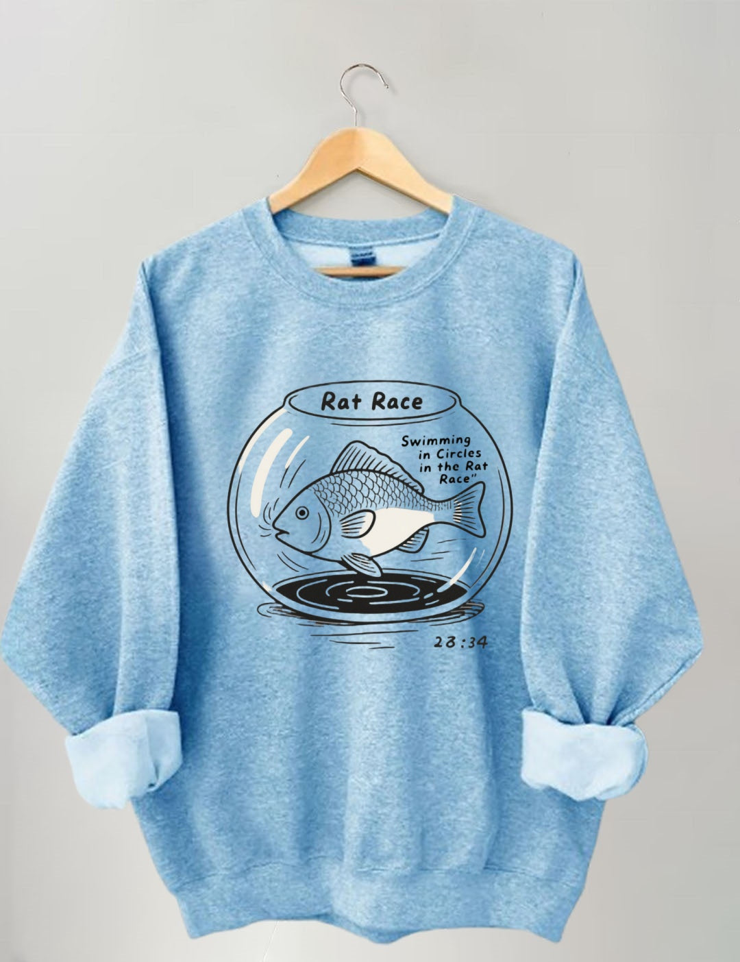 Rat Race Fish in Fishbowl Print Crewneck Sweatshirt