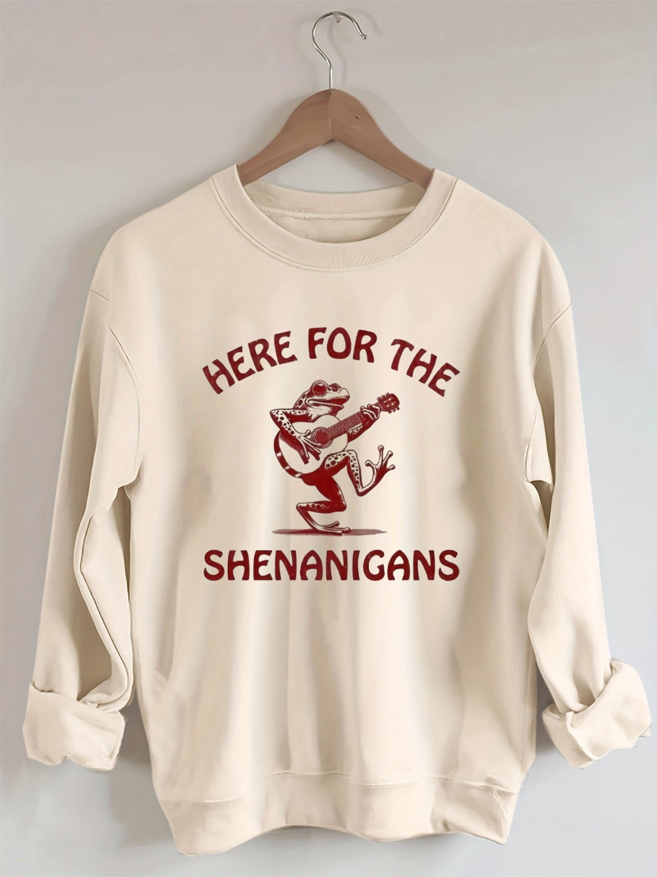Retro Frog Playing Guitar Print: "HERE FOR THE SHENANIGANS" Sweatshirt
