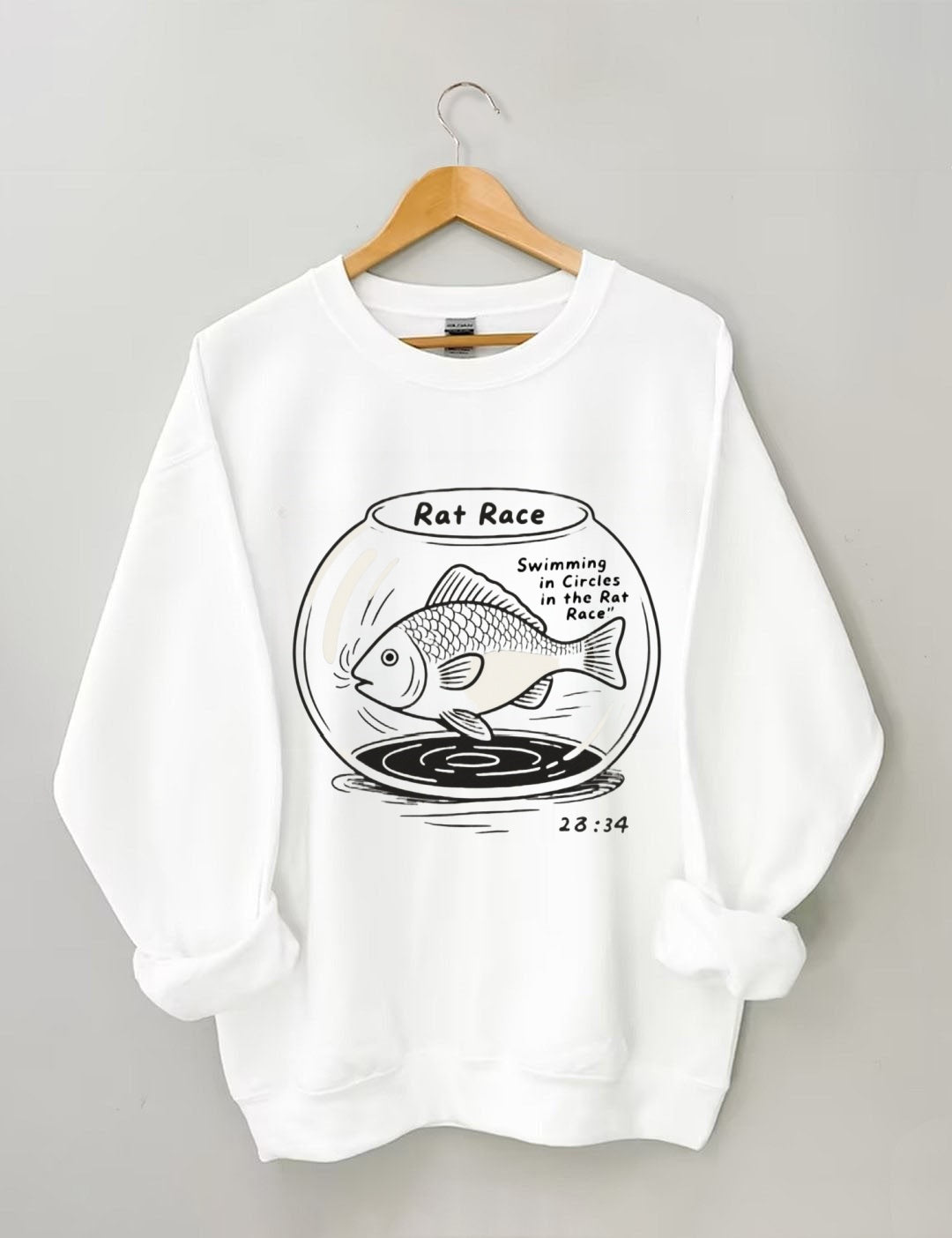 Rat Race Fish in Fishbowl Print Crewneck Sweatshirt
