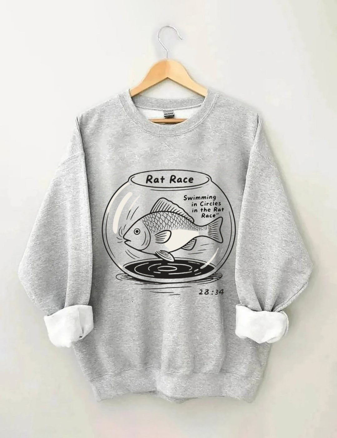 Rat Race Fish in Fishbowl Print Crewneck Sweatshirt