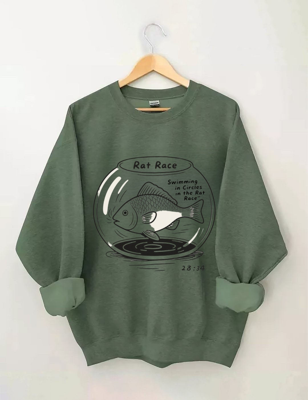 Rat Race Fish in Fishbowl Print Crewneck Sweatshirt