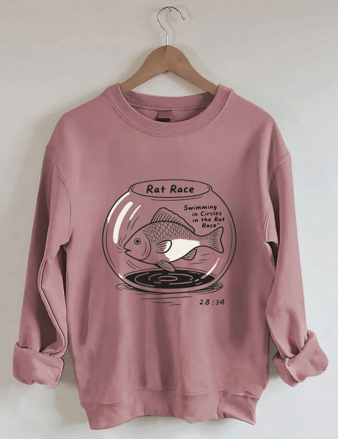 Rat Race Fish in Fishbowl Print Crewneck Sweatshirt