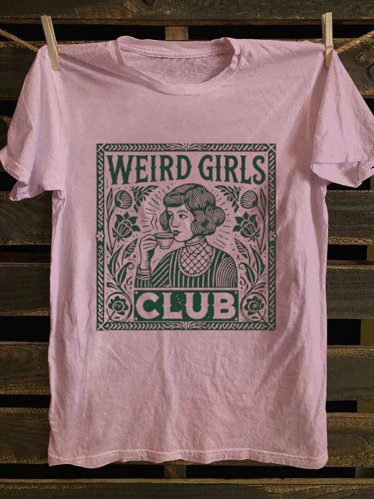 Retro "Weird Girls Club" Floral Graphic T-shirt