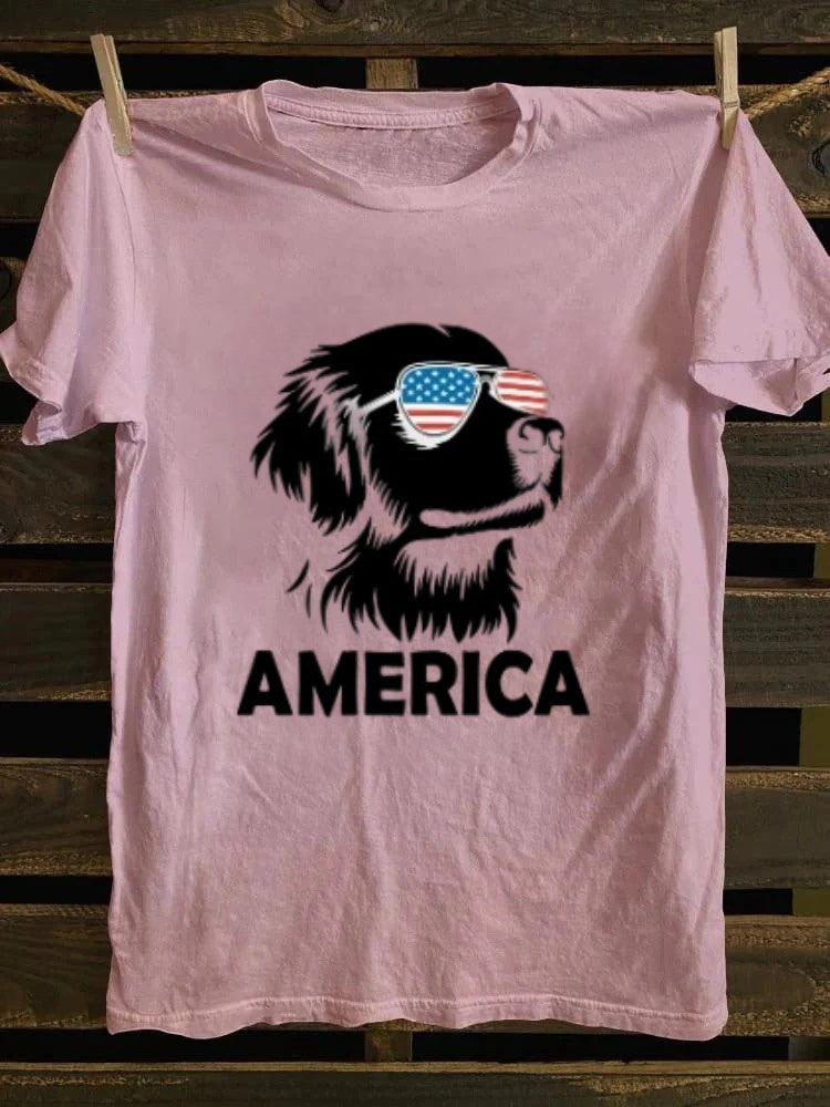 Golden Retriever America 4th Of July T-shirt Retro