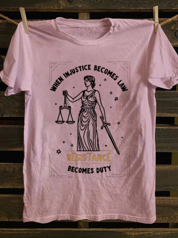 Retro punk rock pattern T-shirt, with interesting and terrifying design, printed with the words' Justice becomes responsibility ', abstract animated portrait