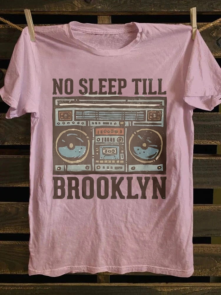Retro "No Sleep Till Brooklyn" Boombox Graphic T-shirt