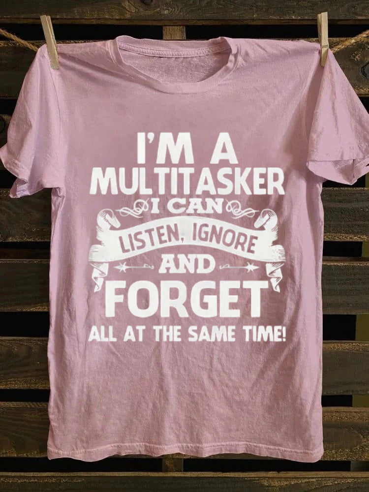 casual short sleeved T-shirt - funny multifunctional slogan print