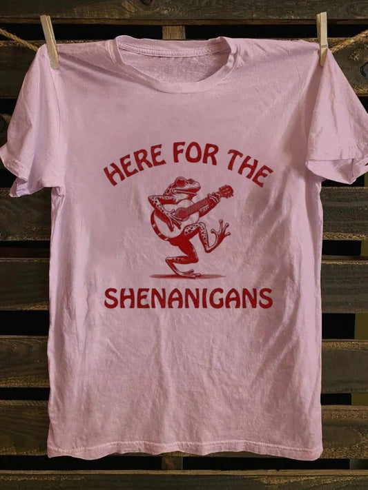 Retro Hippie Frog Tee: Here for the Shenanigans Fun Vibe