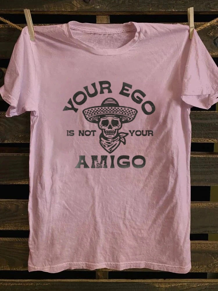 Retro old school punk rock band printed design pattern T-shirt YOUR EGO