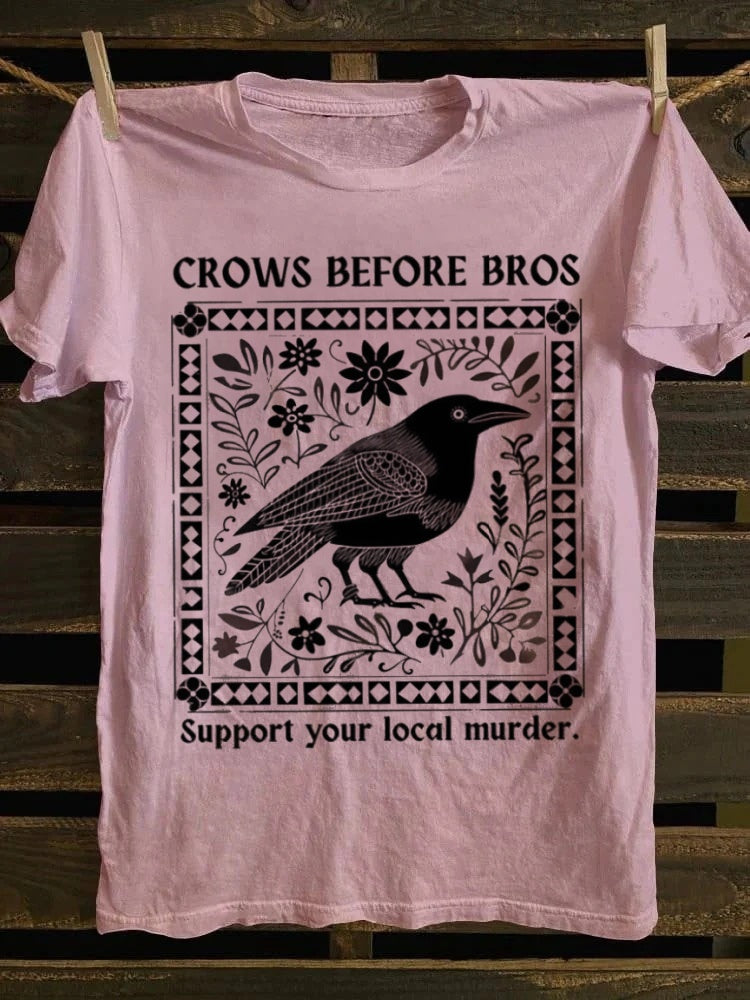 Retro Murder of Crows Punk Graphic Print TShirt