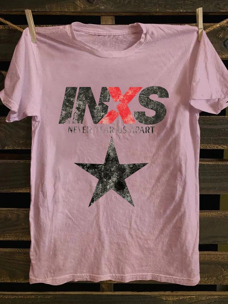 Retro school punk rock band printed design pattern T-shirt INXS