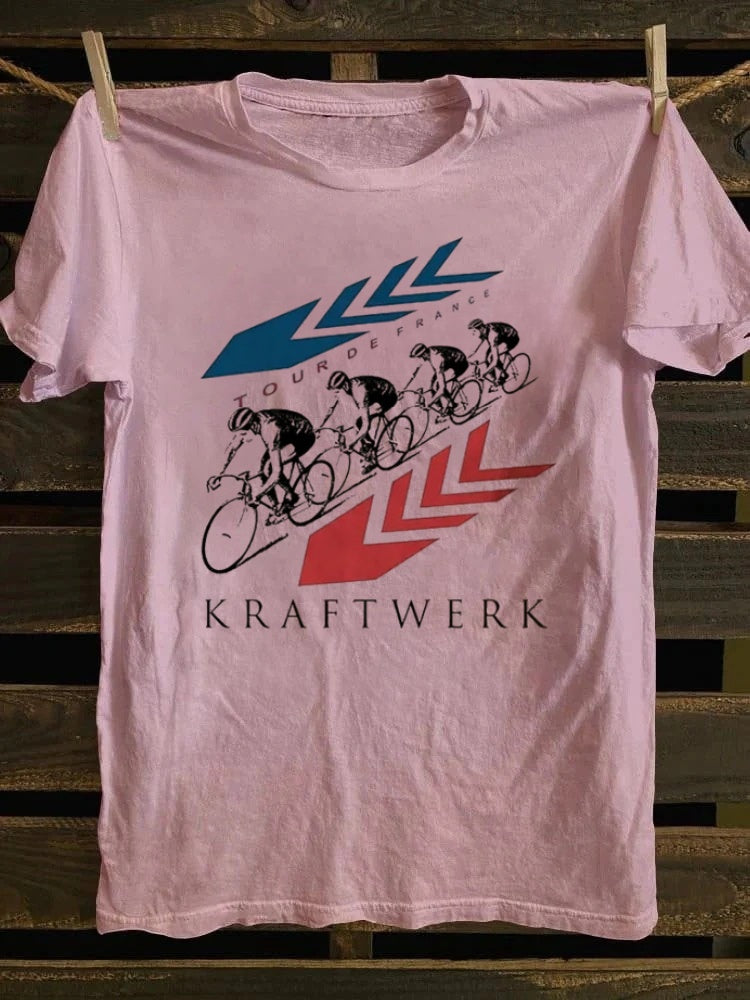 Retro school punk rock band printed design pattern T-shirt KRAFTWERK