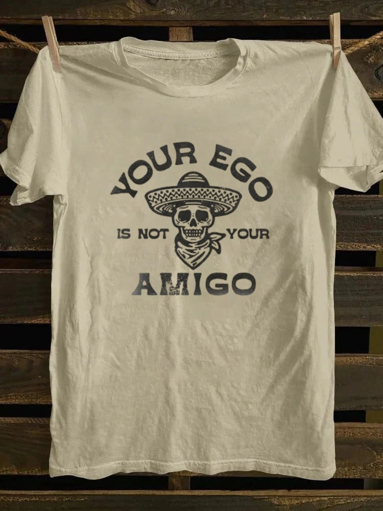 Retro old school punk rock band printed design pattern T-shirt YOUR EGO