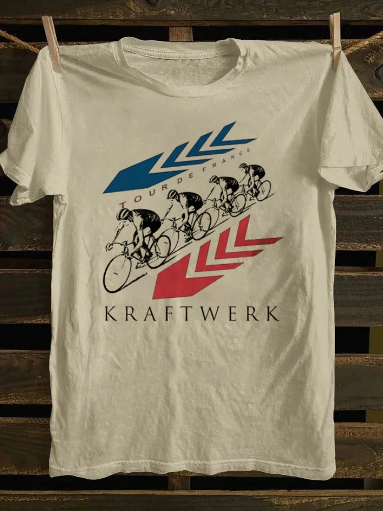 Retro school punk rock band printed design pattern T-shirt KRAFTWERK