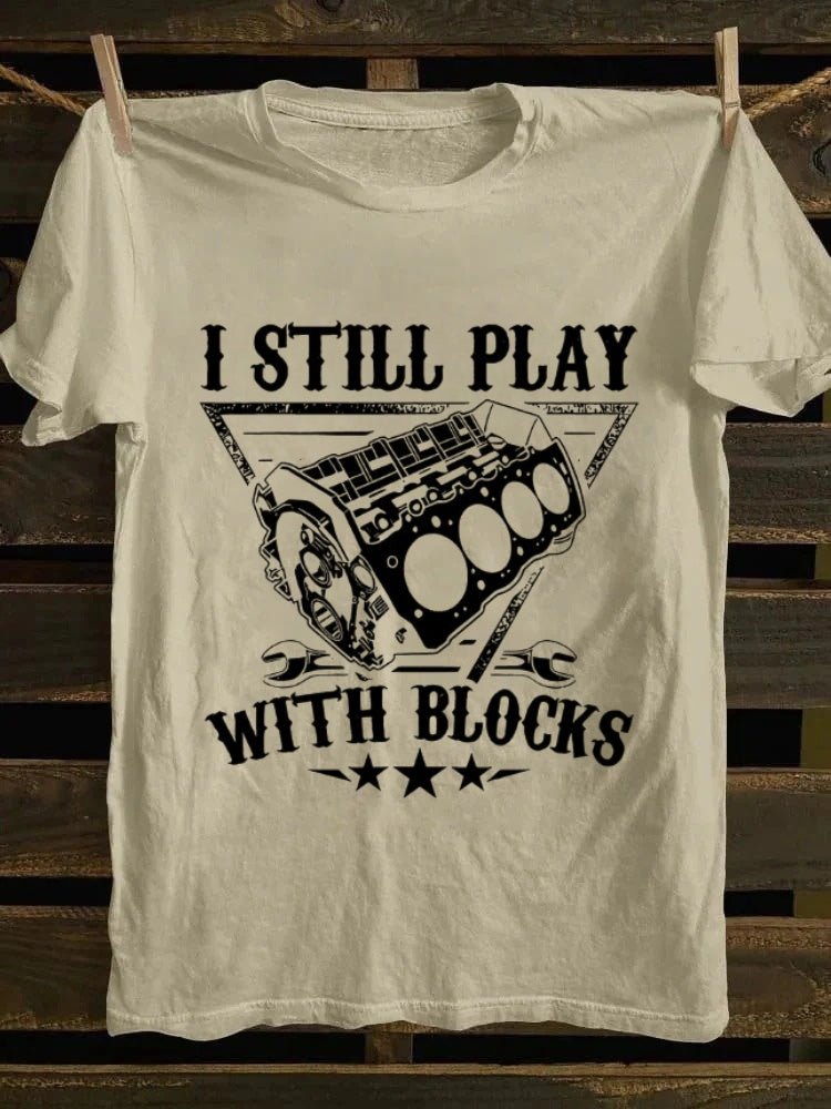 Retro street element printed T-shirt, classic letter pattern pure cotton short sleeved shirt
