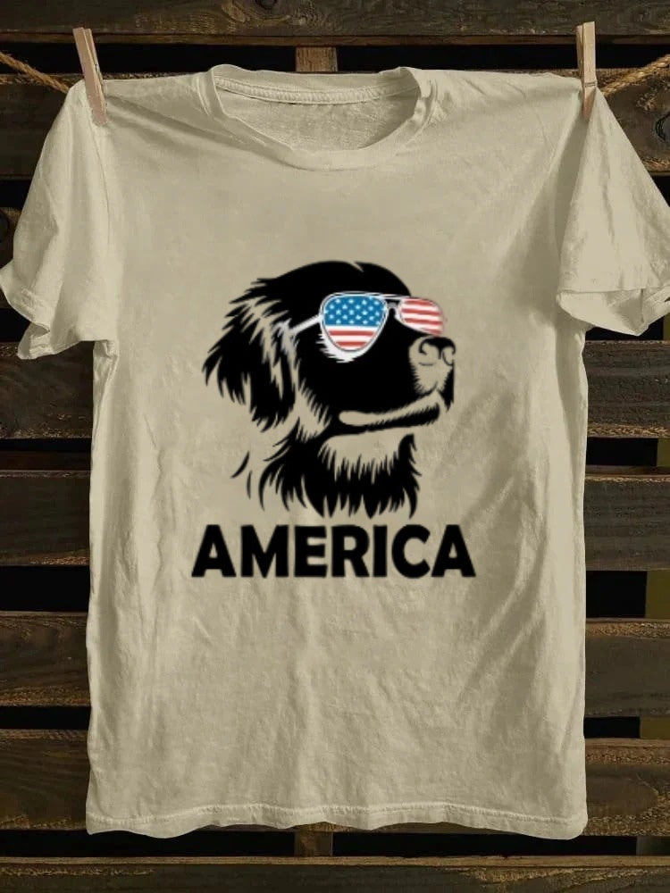 Golden Retriever America 4th Of July T-shirt Retro