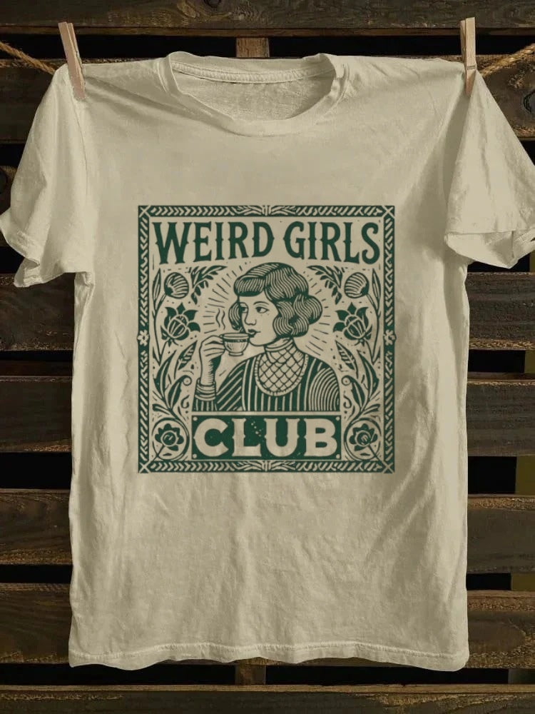Retro "Weird Girls Club" Floral Graphic T-shirt