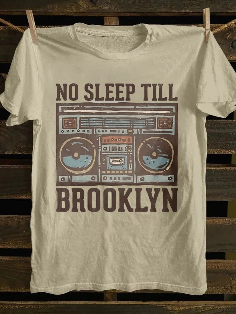Retro "No Sleep Till Brooklyn" Boombox Graphic T-shirt