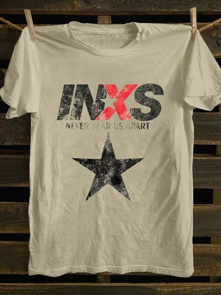 Retro school punk rock band printed design pattern T-shirt INXS