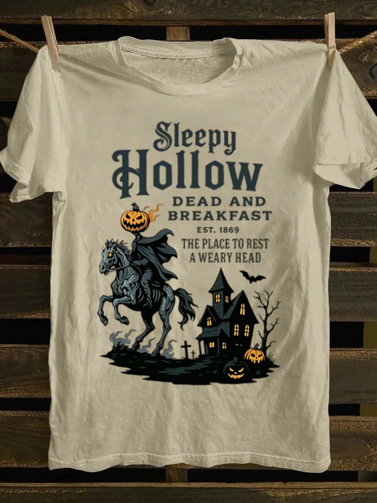 Sleepy Hollow Dead And Breakfast Printed Unisex Halloween T-shirt