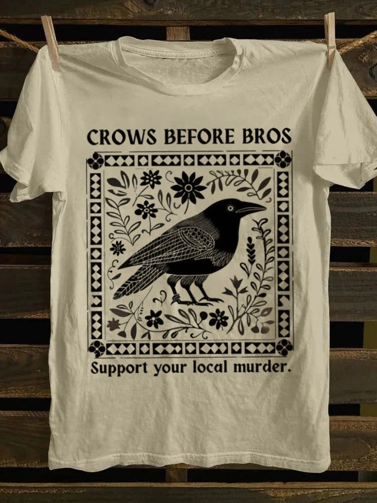 Retro Murder of Crows Punk Graphic Print TShirt