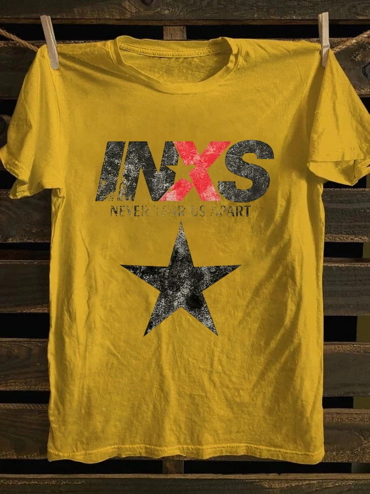 Retro school punk rock band printed design pattern T-shirt INXS