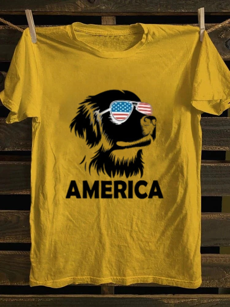 Golden Retriever America 4th Of July T-shirt Retro