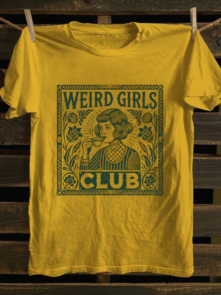 Retro "Weird Girls Club" Floral Graphic T-shirt