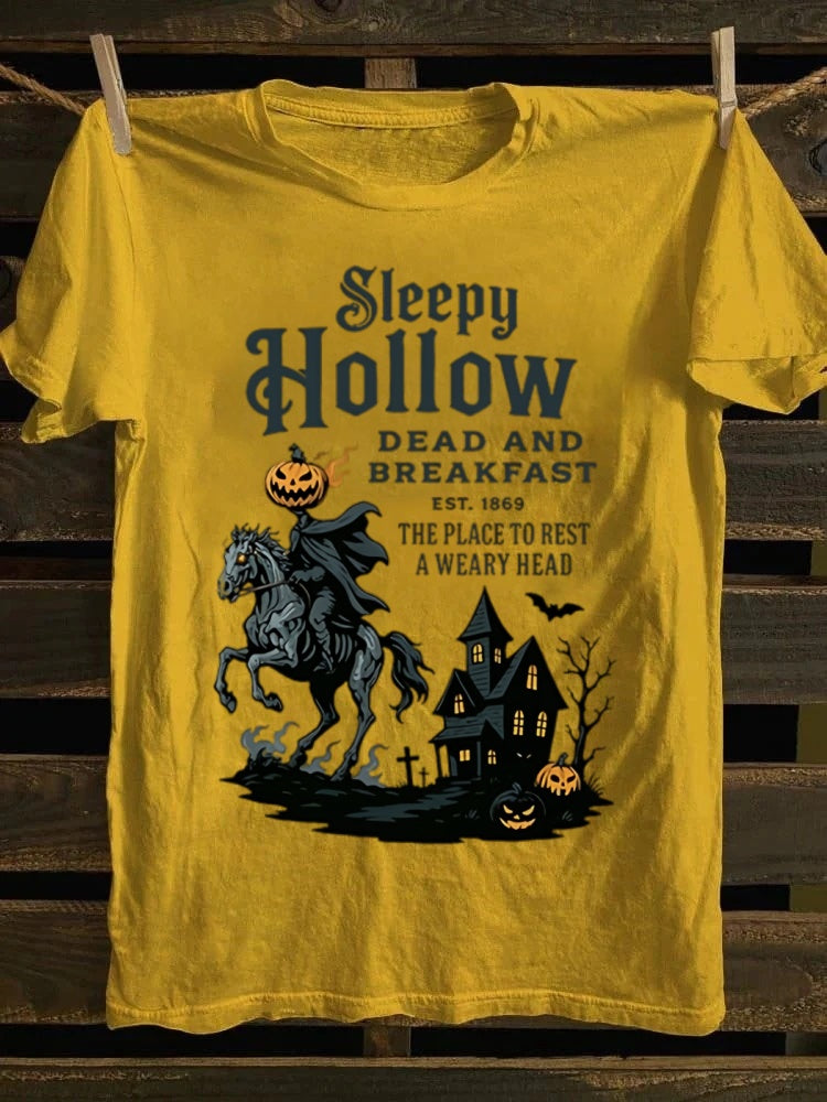 Sleepy Hollow Dead And Breakfast Printed Unisex Halloween T-shirt