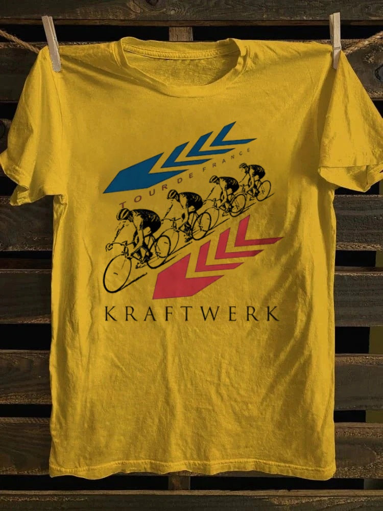 Retro school punk rock band printed design pattern T-shirt KRAFTWERK