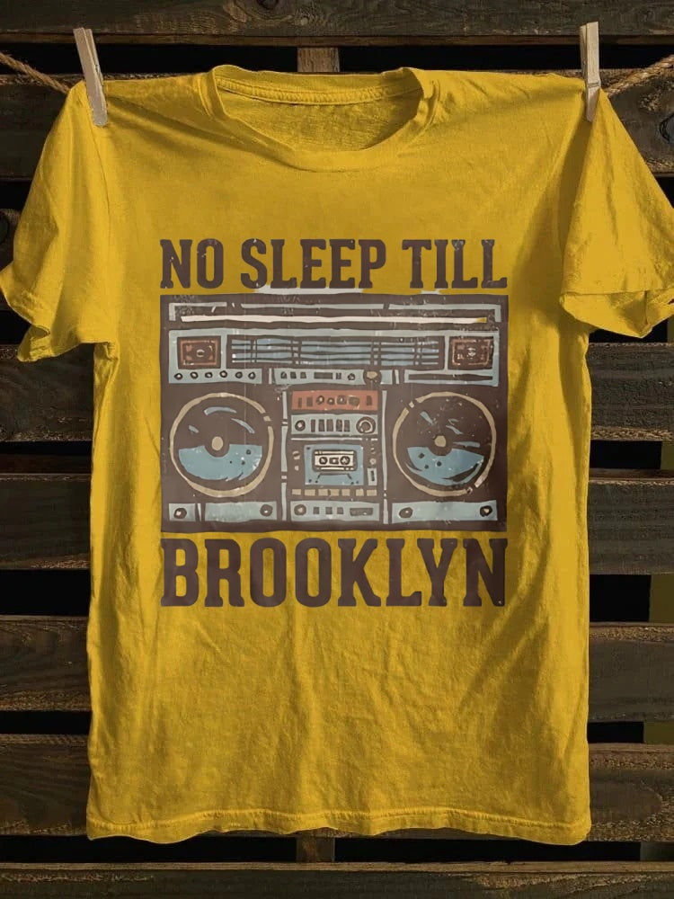 Retro "No Sleep Till Brooklyn" Boombox Graphic T-shirt