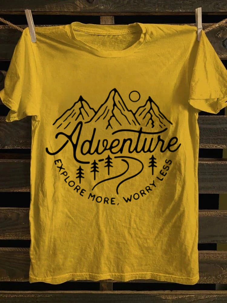 Hiking themed printed women's summer outfit fit round neck T-shirt
