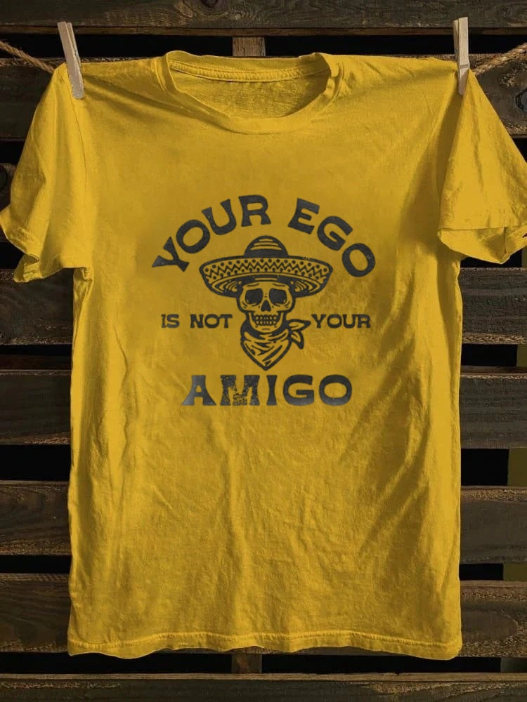 Retro old school punk rock band printed design pattern T-shirt YOUR EGO