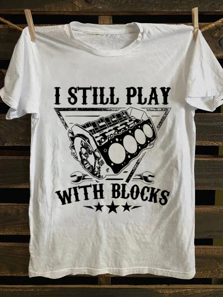 Retro street element printed T-shirt, classic letter pattern pure cotton short sleeved shirt