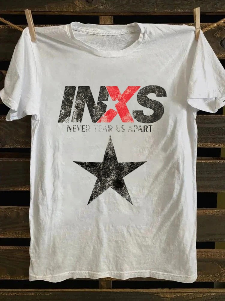 Retro school punk rock band printed design pattern T-shirt INXS