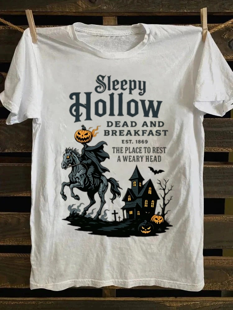 Sleepy Hollow Dead And Breakfast Printed Unisex Halloween T-shirt