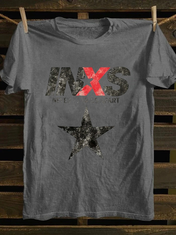 Retro school punk rock band printed design pattern T-shirt INXS