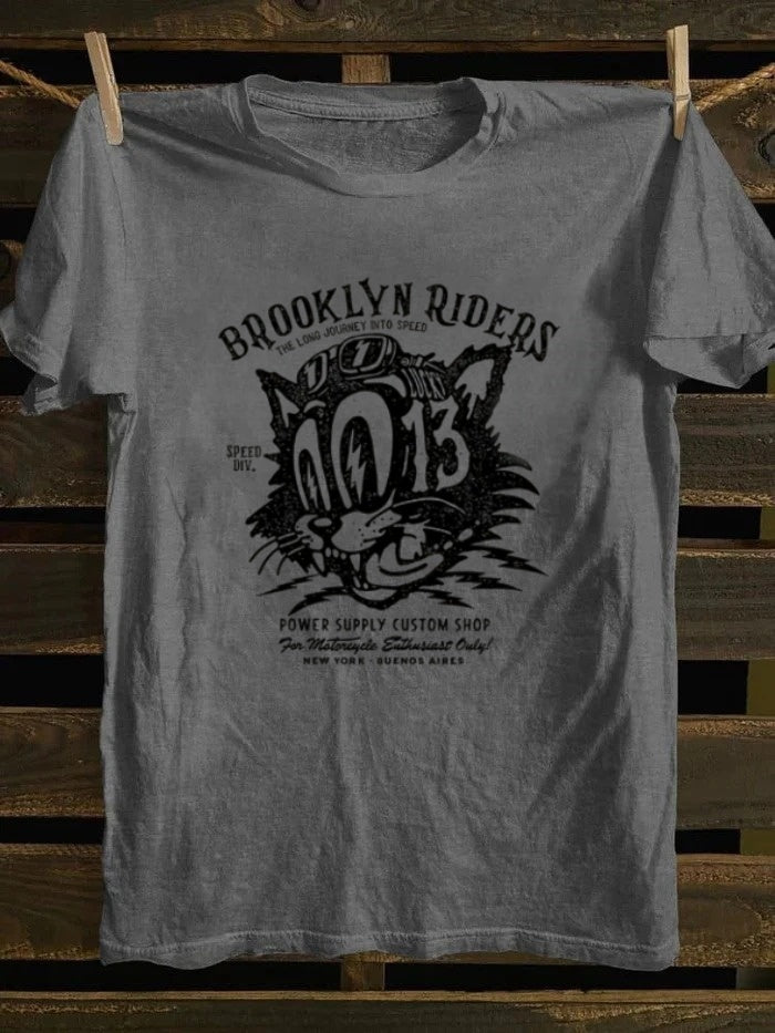 Retro punk rock band printed design pattern T-shirt