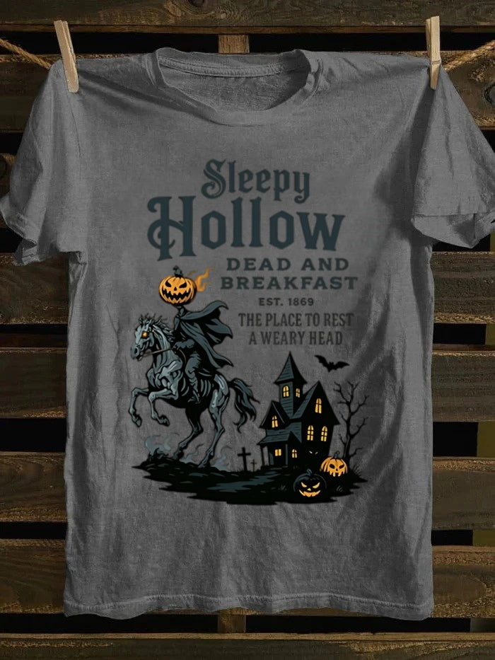 Sleepy Hollow Dead And Breakfast Printed Unisex Halloween T-shirt