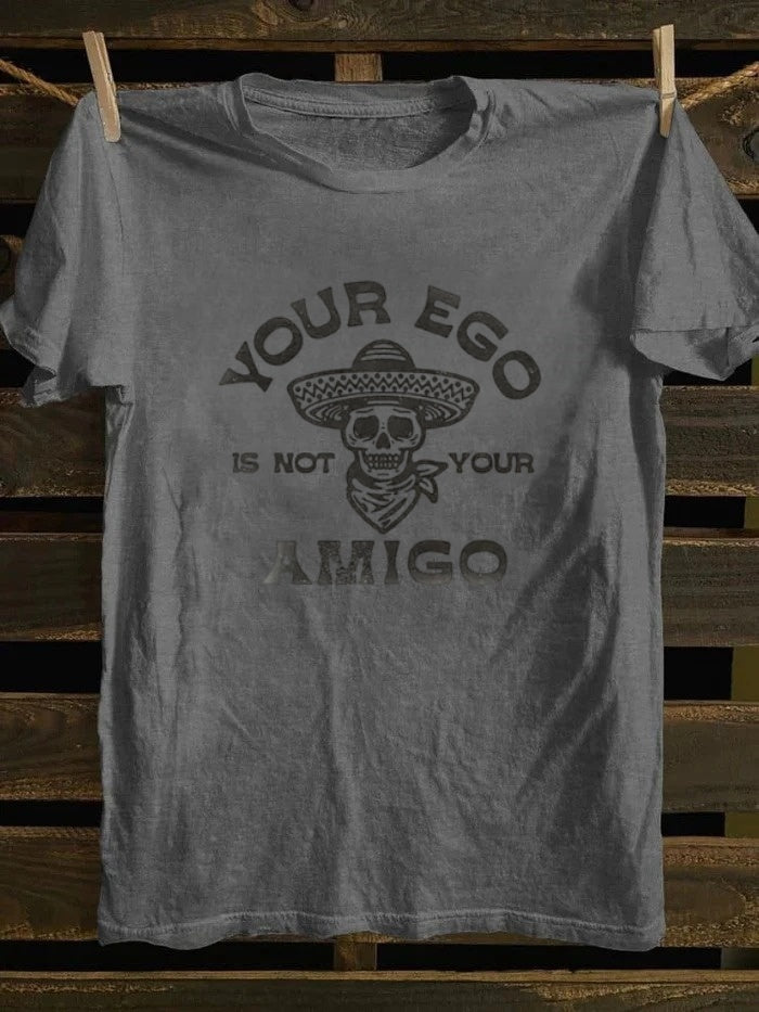 Retro old school punk rock band printed design pattern T-shirt YOUR EGO