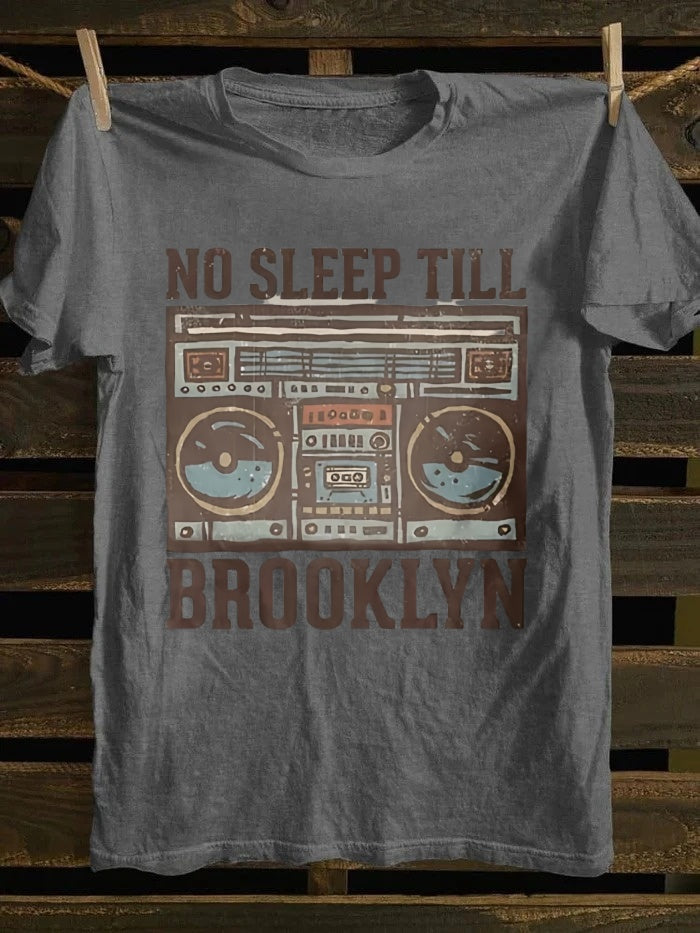 Retro "No Sleep Till Brooklyn" Boombox Graphic T-shirt