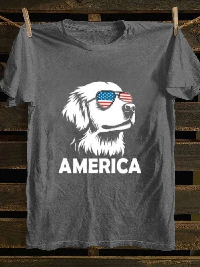 Golden Retriever America 4th Of July T-shirt Retro