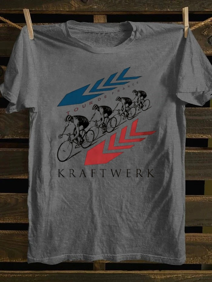 Retro school punk rock band printed design pattern T-shirt KRAFTWERK