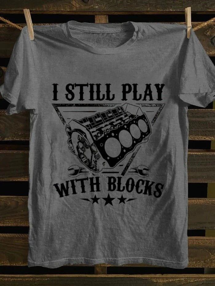 Retro street element printed T-shirt, classic letter pattern pure cotton short sleeved shirt