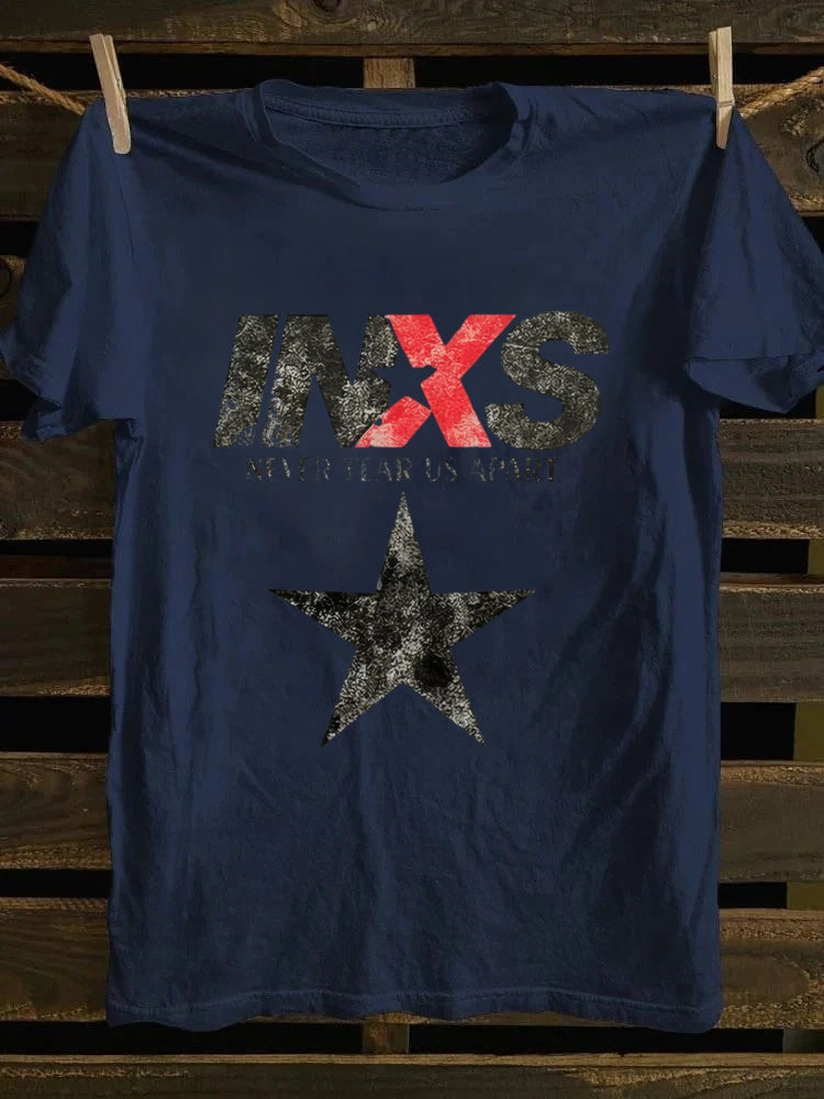 Retro school punk rock band printed design pattern T-shirt INXS
