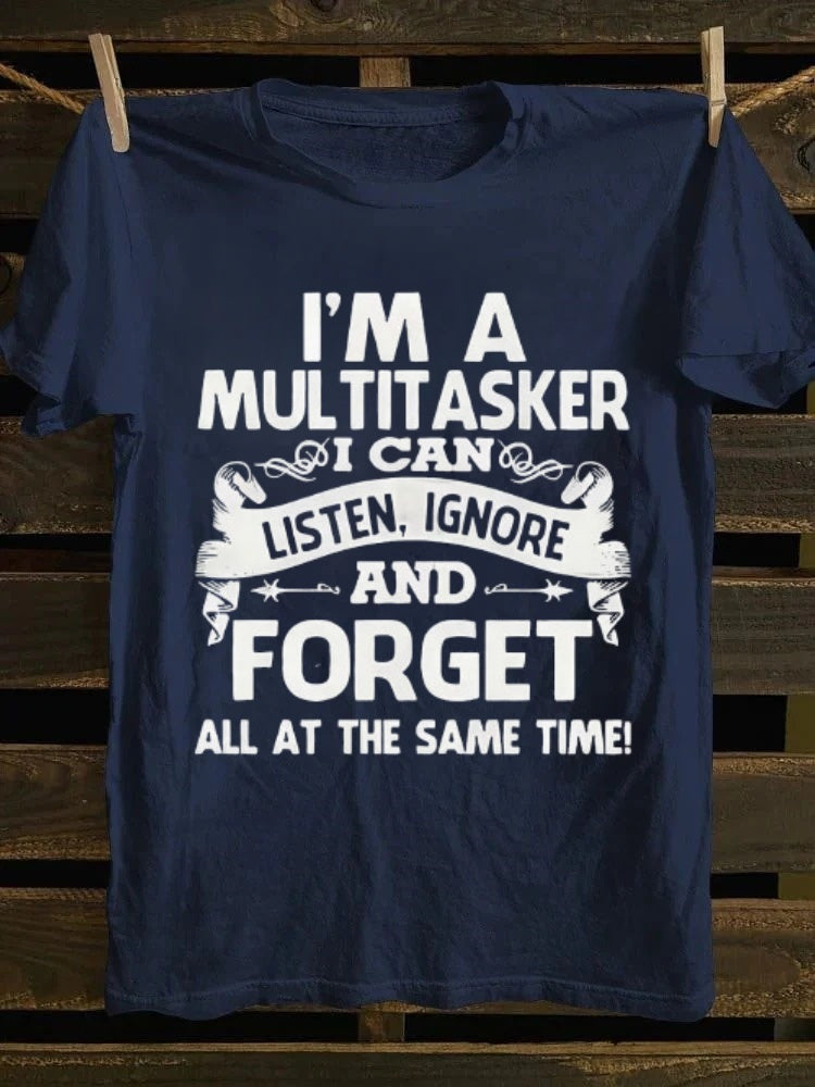casual short sleeved T-shirt - funny multifunctional slogan print