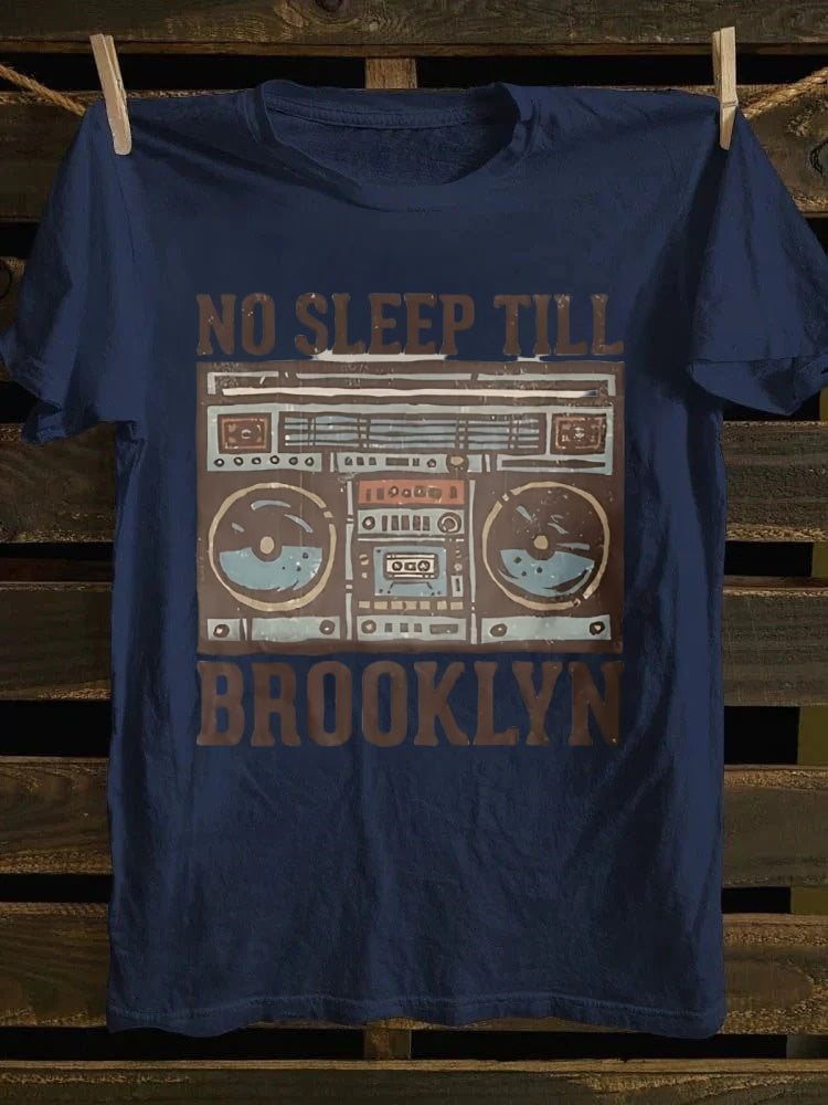 Retro "No Sleep Till Brooklyn" Boombox Graphic T-shirt
