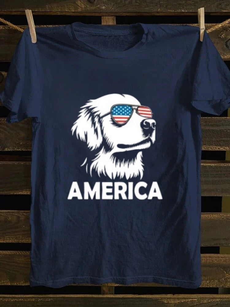 Golden Retriever America 4th Of July T-shirt Retro