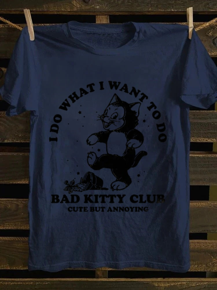 Retro Cartoon Bad Kitty Tee | ‘I Do What I Want’ Fun Vibe for Cat Lovers