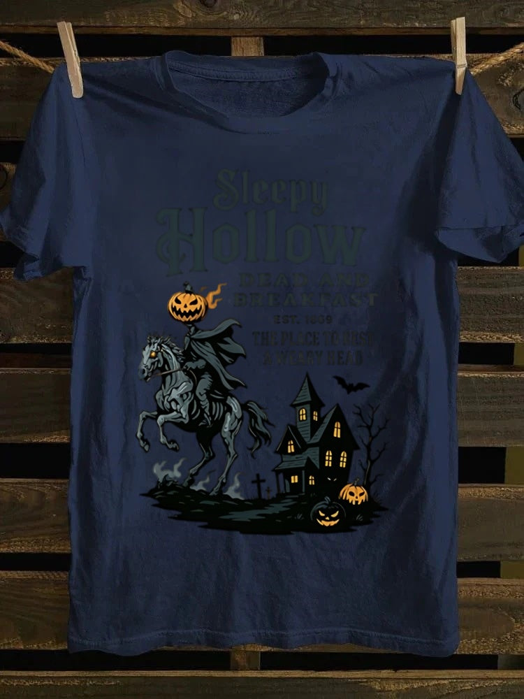 Sleepy Hollow Dead And Breakfast Printed Unisex Halloween T-shirt